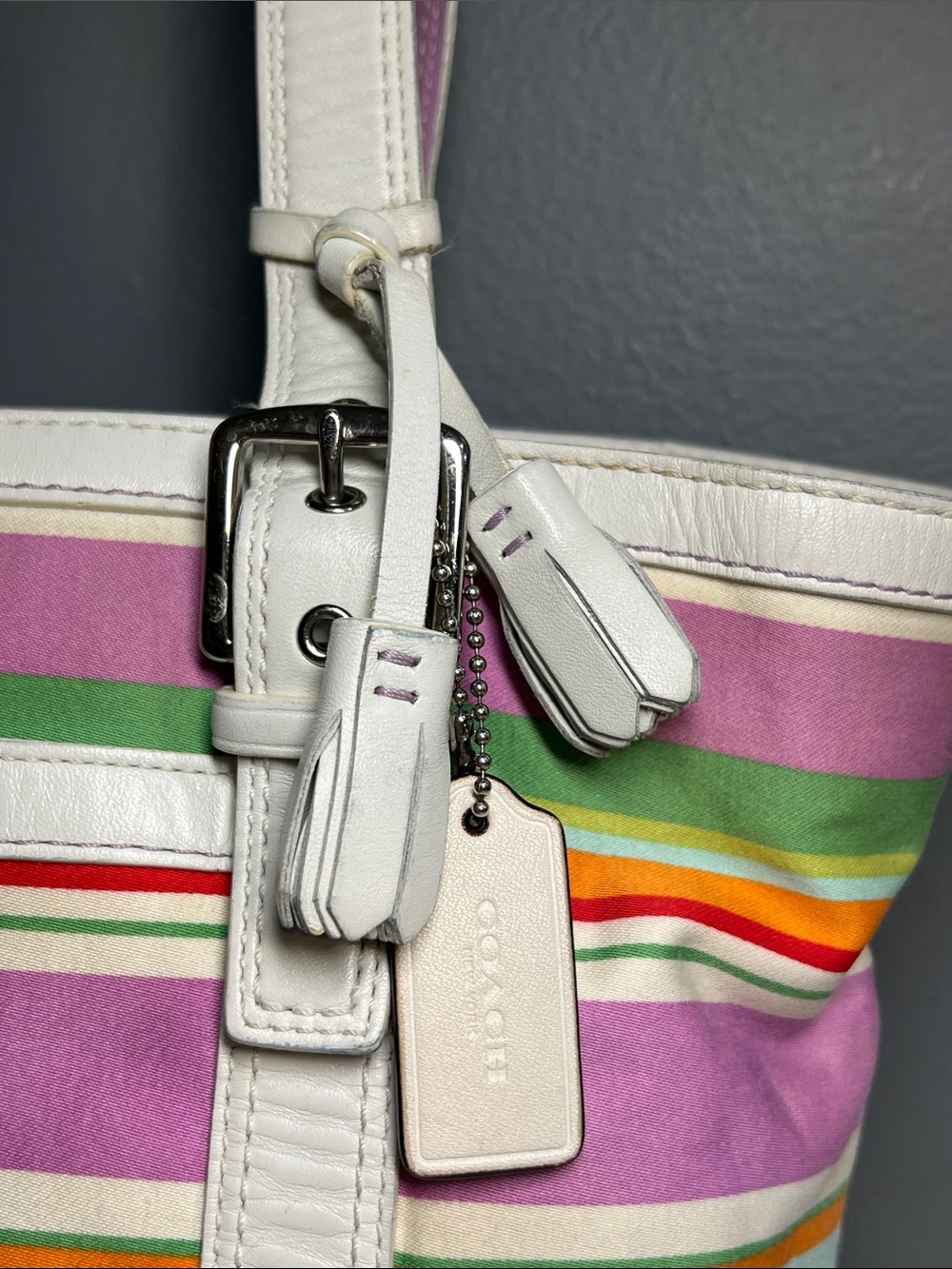 Coach Hampton Multi Striped Tote - Picture 13 of 17